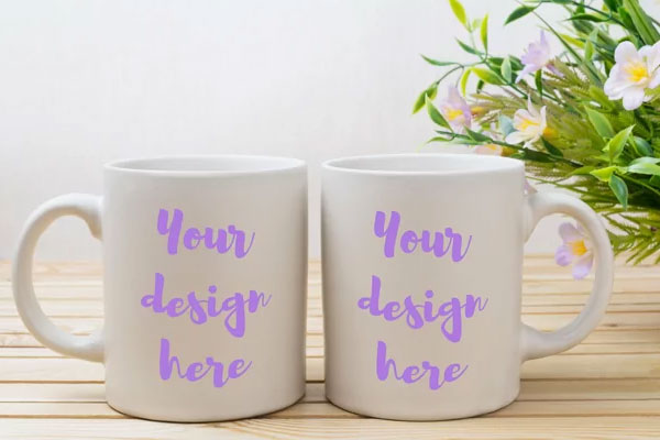 Two White Coffee Mug Mockup