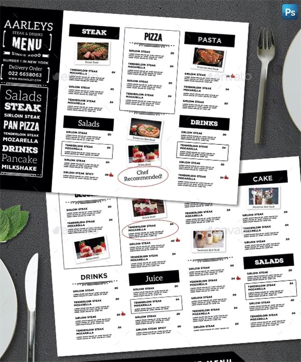 Typography Black & White Menu Template