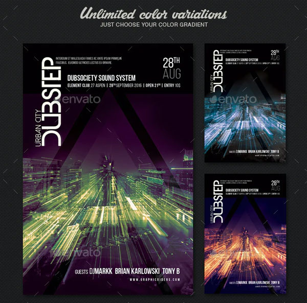 Urban Dubstep Party Flyer Templates Bundle