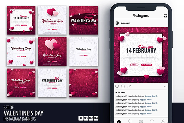 Valentine's Day Social Media Banners