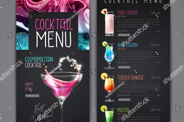 Vector Cocktail Menu Premium Template