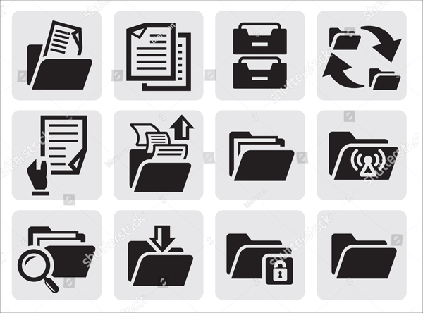 Vector Black Folder Icons