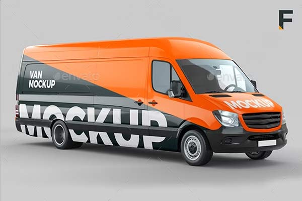 Vector Cargo Van Mockup Free Download