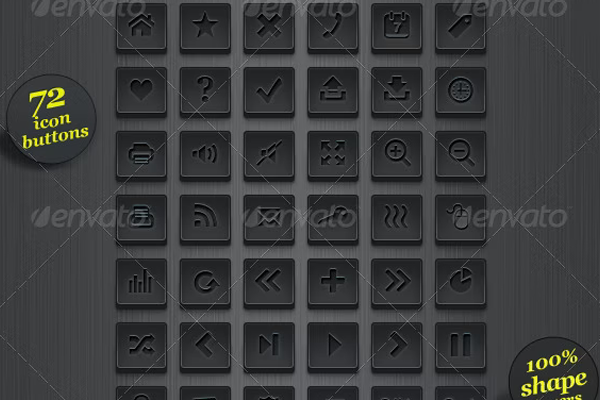 Vector Dark Square Web Buttons