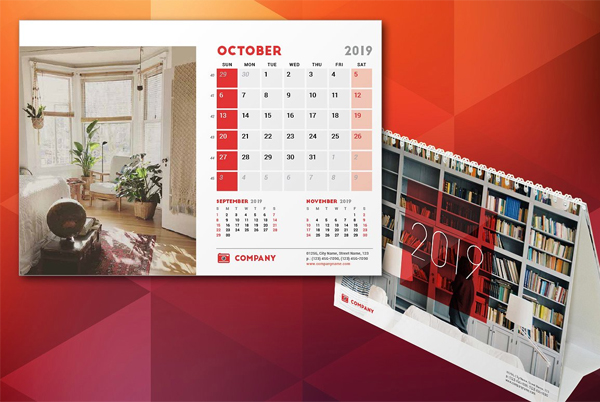 Vector Desk Calendar 2019 Template