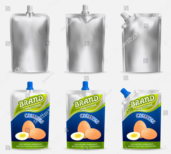 Vector Illustration Pouch Packaging PSD Mockup