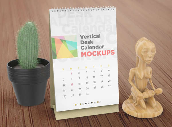 Vertical Desk Calendar Mockups