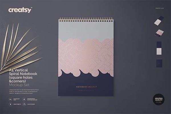 Vertical Spiral Notebook Mockup