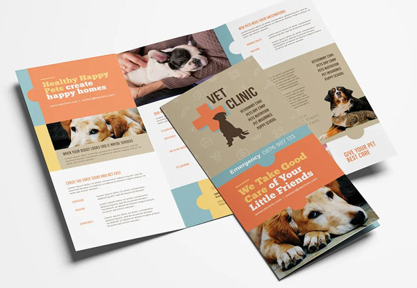 Vet Clinic Trifold Brochure Template