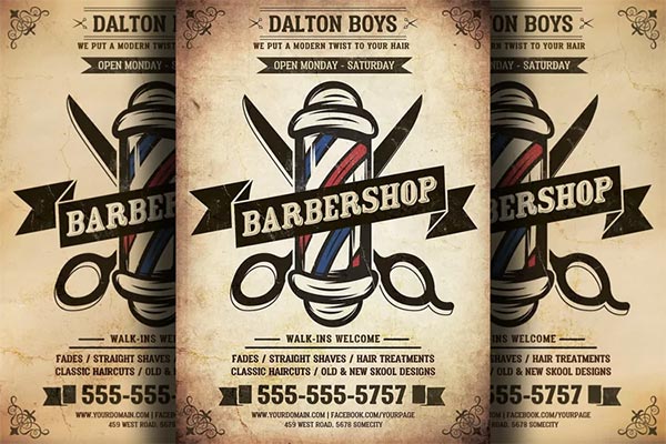 Vintage Barber Shop Flyer Template