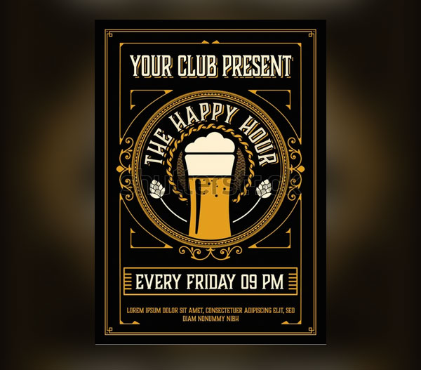 Vintage Happy Hour Poster