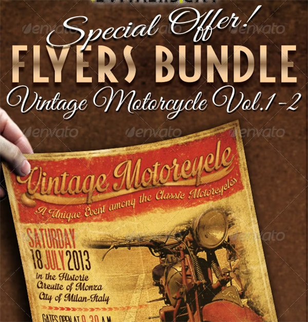 Vintage Motorcycle Flyer & Poster Bundle