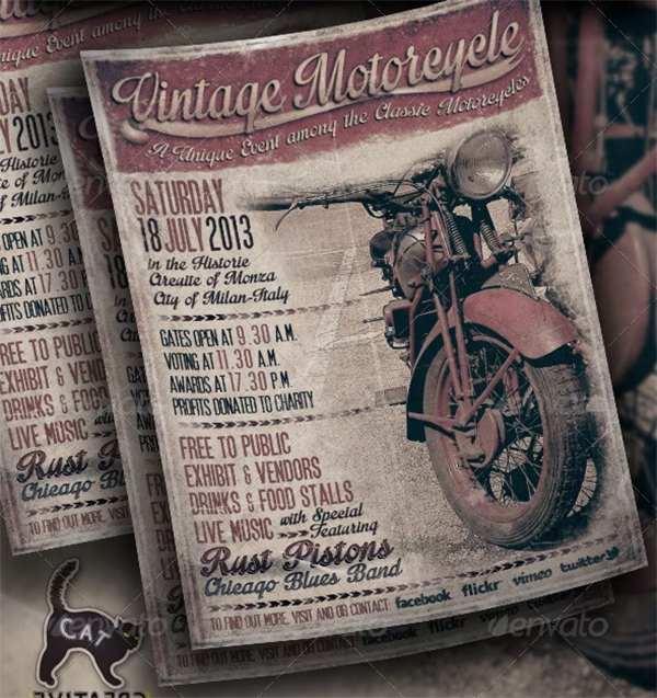 Vintage Motorcycle Flyer & Poster