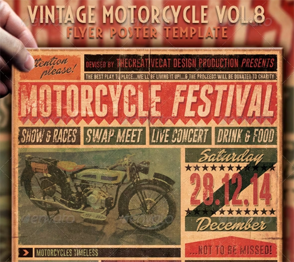 Vintage Motorcycle Flyer and Poster Design