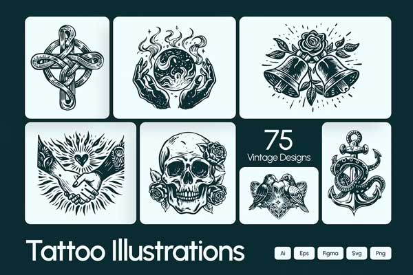 Vintage Tattoo Mockup Set