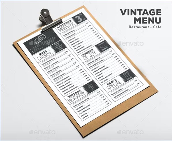 Vintage Typography Menu Template