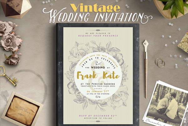 Vintage Wedding Party Invitation Template