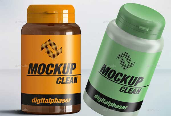 Vitamin and Pill Bottles Mockup