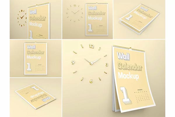 Wall Calendar Mockup Set Template