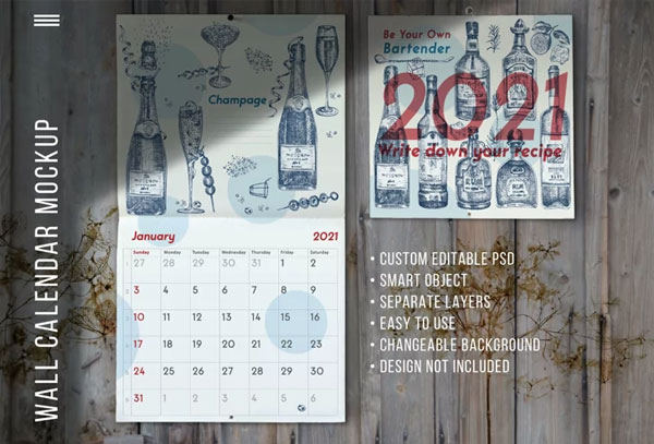 Wall calendar Mockup