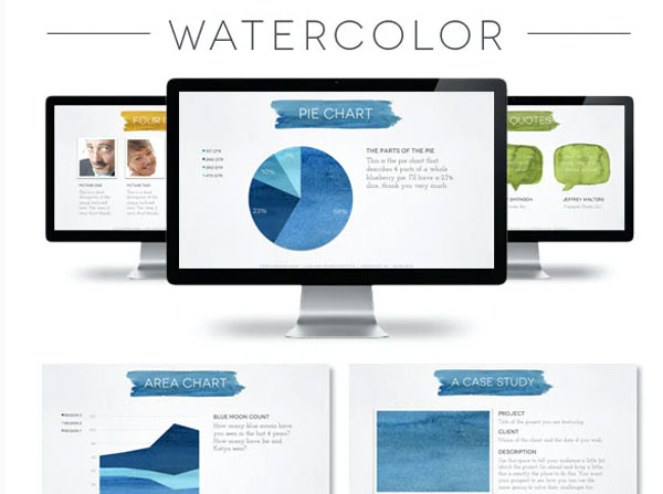 Watercolor PowerPoint Template Bundle