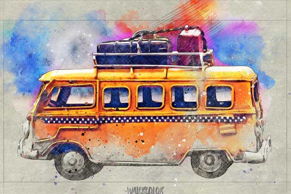 Watercolor Sketch PS Action Template