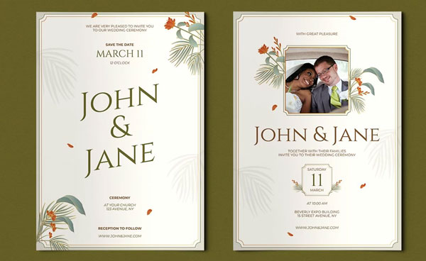 Wedding Invitation Flyer Vector Template