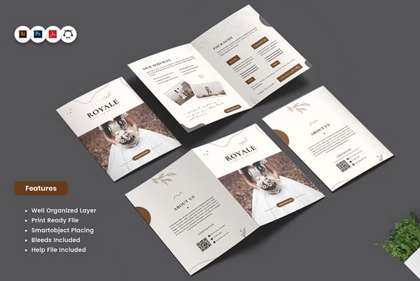 Wedding Organizer Bifold Brochure Premium Template