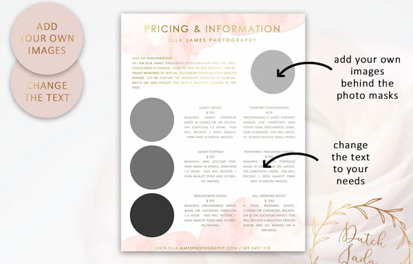 Wedding Photography Pricing Guide Flyer Template