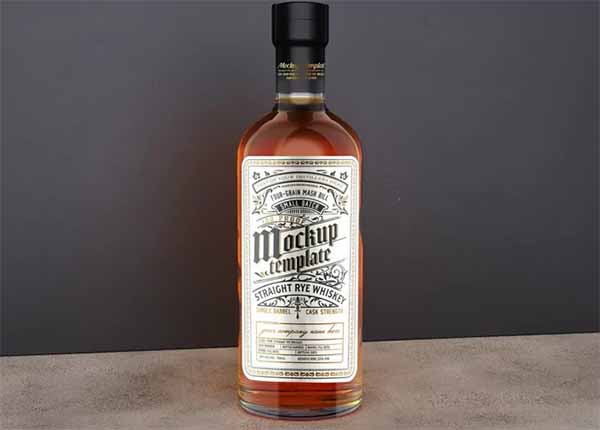 Whiskey Glass Bottle Mockup