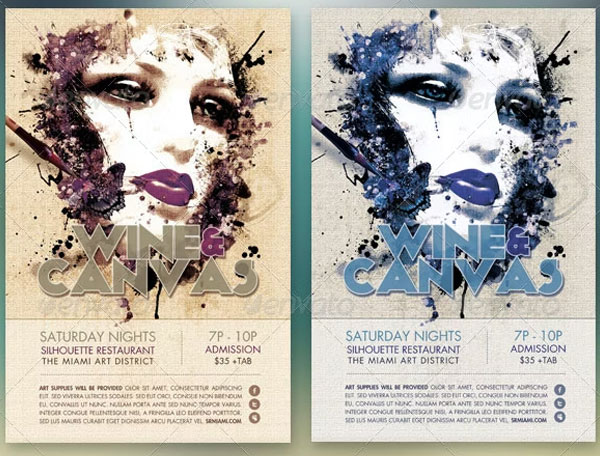 Wine Canvas Art Event Flyer Template