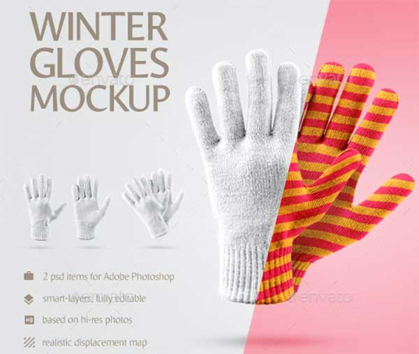 Winter Gloves Mockup