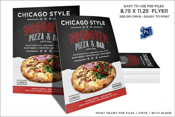 Wood Oven Pizza Restaurant Menu Flyer