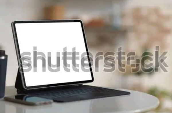 Workspace with Tablet Keyboard Mockup