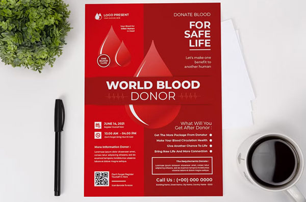 World Blood Donor Flyer Editable Template