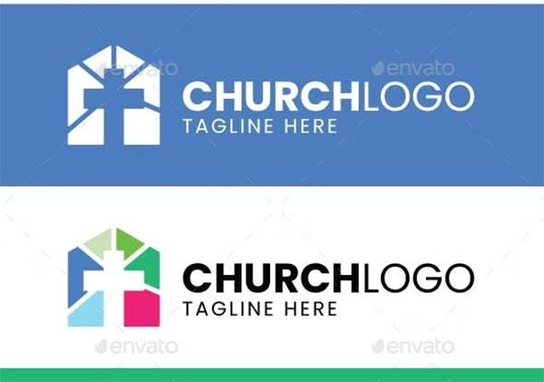 Worship Mosaic Colorful Church Logo Design